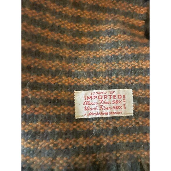 Horkshire Hand Loomed Alpaca And Wool Scarf Plaid 48”x11” VTG - Picture 3 of 7